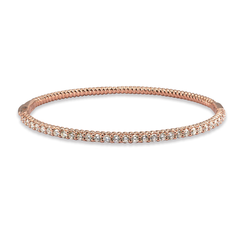 18K rose gold bangle with ethically-sourced round brilliant diamonds