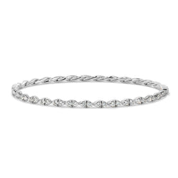 18K white gold twist-shaped bangle with ethically-sourced round brilliant diamonds