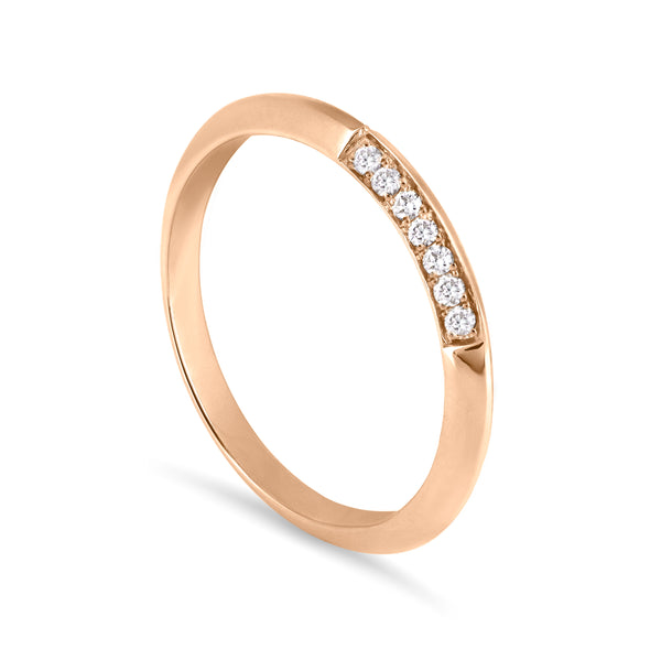 Ring Band with Edged Sides handcrafted in 18K rose gold with ethically-sourced round brilliant diamonds