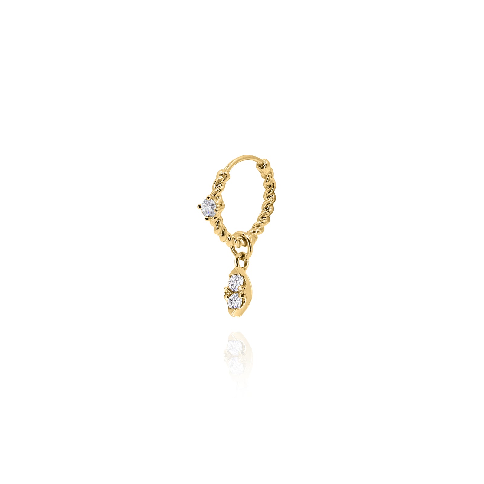 りっちくん 　Mini stone hoop Small Hoop Earrings with Cubic Zirconia Charm | AVIV