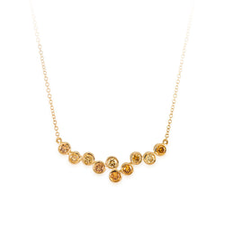 18K yellow gold necklace with ethically-sourced fancy colour diamonds
