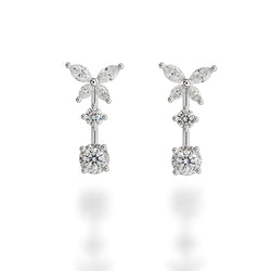 Diamond Drop Earrings. 18K white gold with ethically-sourced round brilliant diamonds