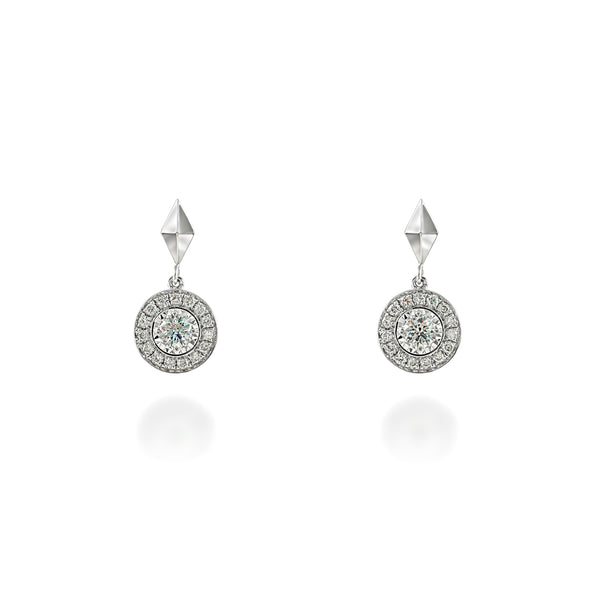 18K white gold drop earrings with ethically-sourced round brilliant diamonds