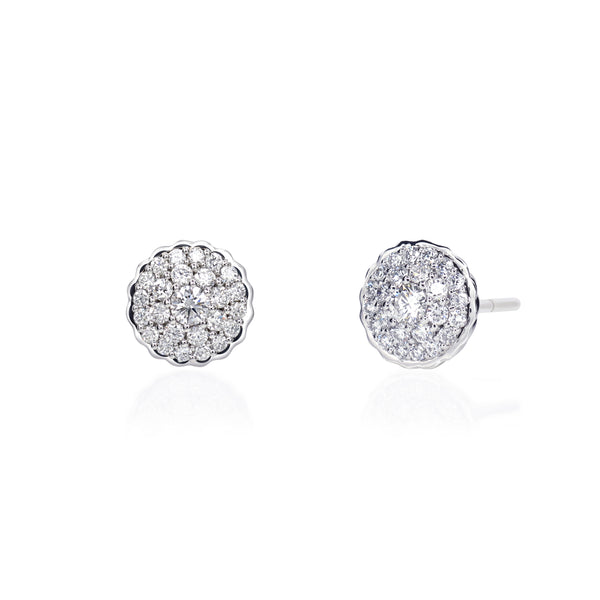 Diamond Stud Earrings. Earrings are made up of 50 round brilliant diamonds.