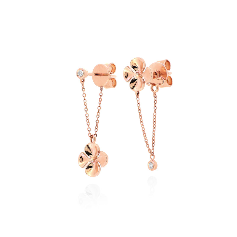 Begonia Drop Earrings handcrafted in 18K rose gold with ethically-sourced round brilliant diamonds
