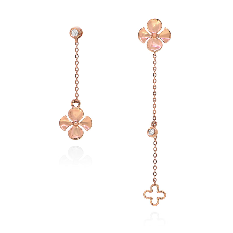 Begonia Drop Earrings handcrafted in 18K rose gold with ethically-sourced round brilliant diamonds