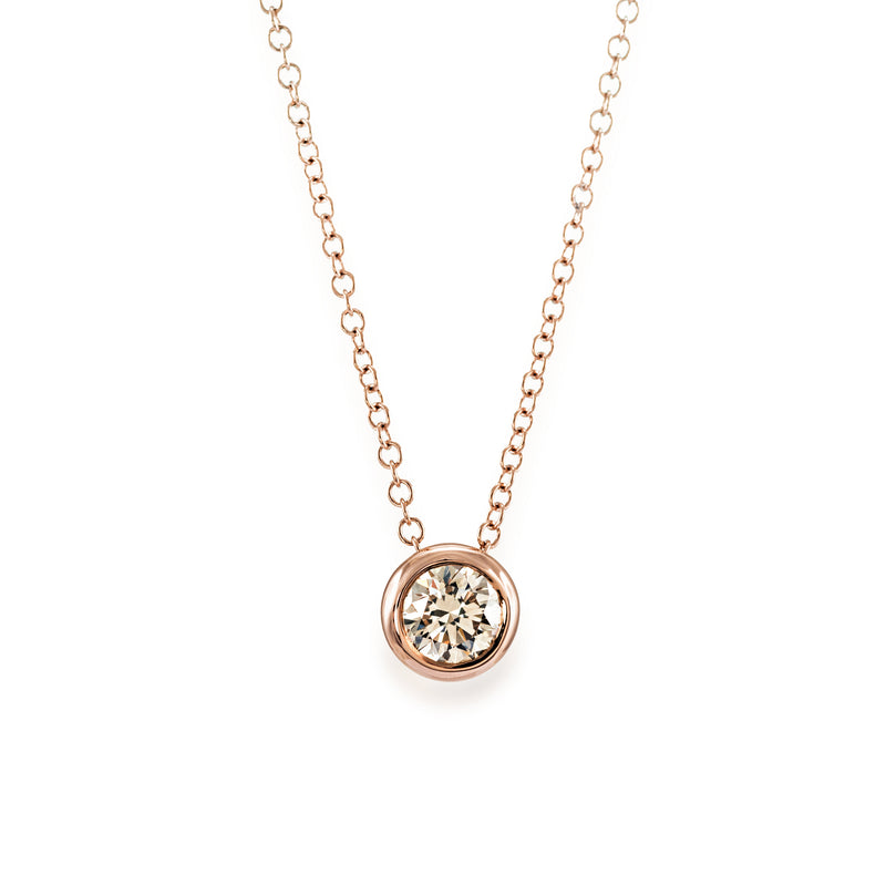 Diamond Pendant Necklace in 18K Rose Gold, or Black Rhodium-plated 18K Gold, with ethically-sourced fancy colour diamond
