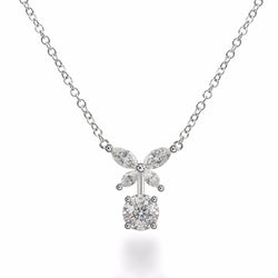 Diamond Pendant Necklace. 18K white gold with ethically-sourced round brilliant diamonds