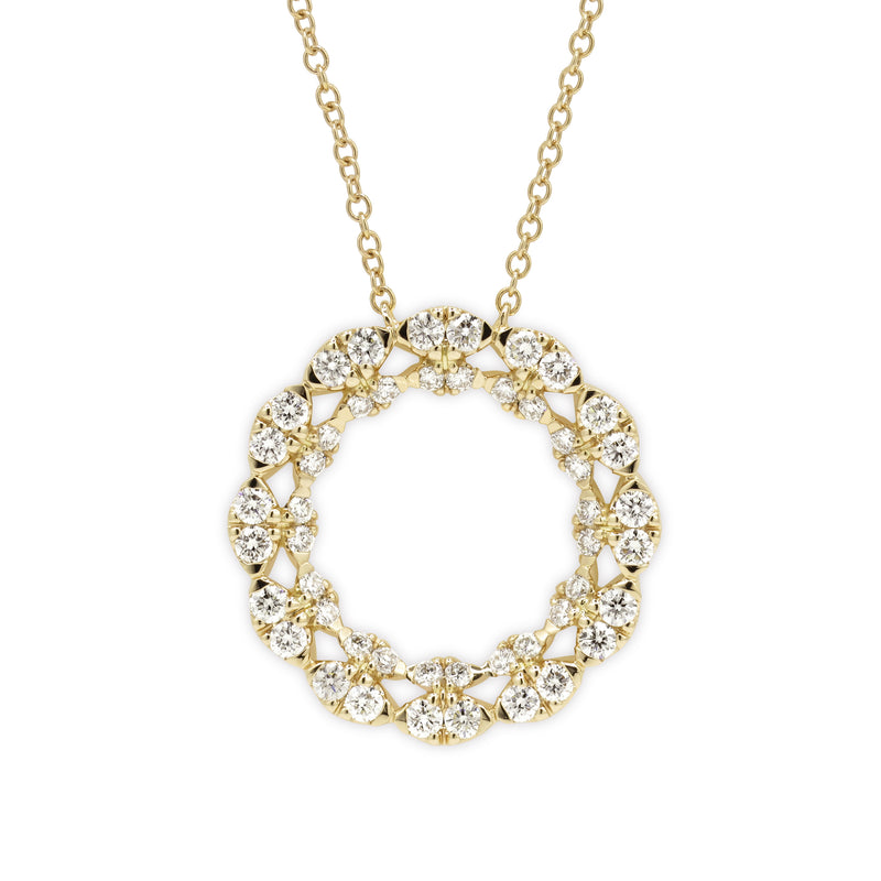 18K gold or platinum necklace with ethically-sourced round brilliant diamonds on a pendant
