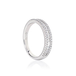Diamond Ring Band, 18K white gold with ethically-sourced round brilliant and baguette diamonds