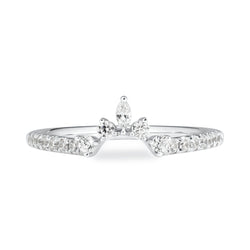 Crown style ring band. 18K white gold with ethically-sourced round brilliant diamonds