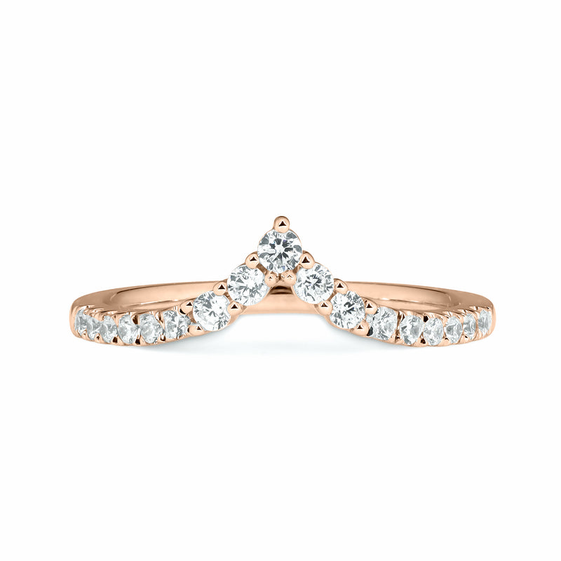 18K Rose Gold Ring Band with Round Brilliant Diamonds