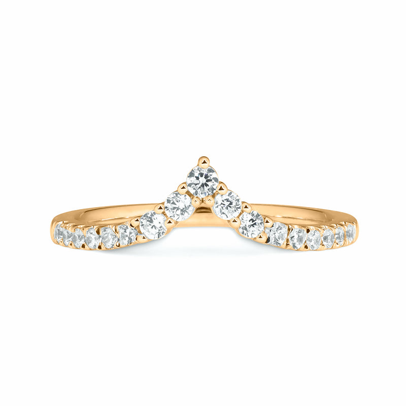 18K Yellow Gold Ring Band with Round Brilliant Diamonds