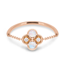 Begonia Flower Ring. 18K rose gold with ethically-sourced round brilliant diamonds and mother of pearls