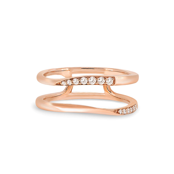 Double Layer Ring handcrafted in 18K rose gold with ethically-sourced round brilliant diamonds