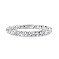 18K White Gold Ring Band with Twist Design and Round Brilliant Diamonds