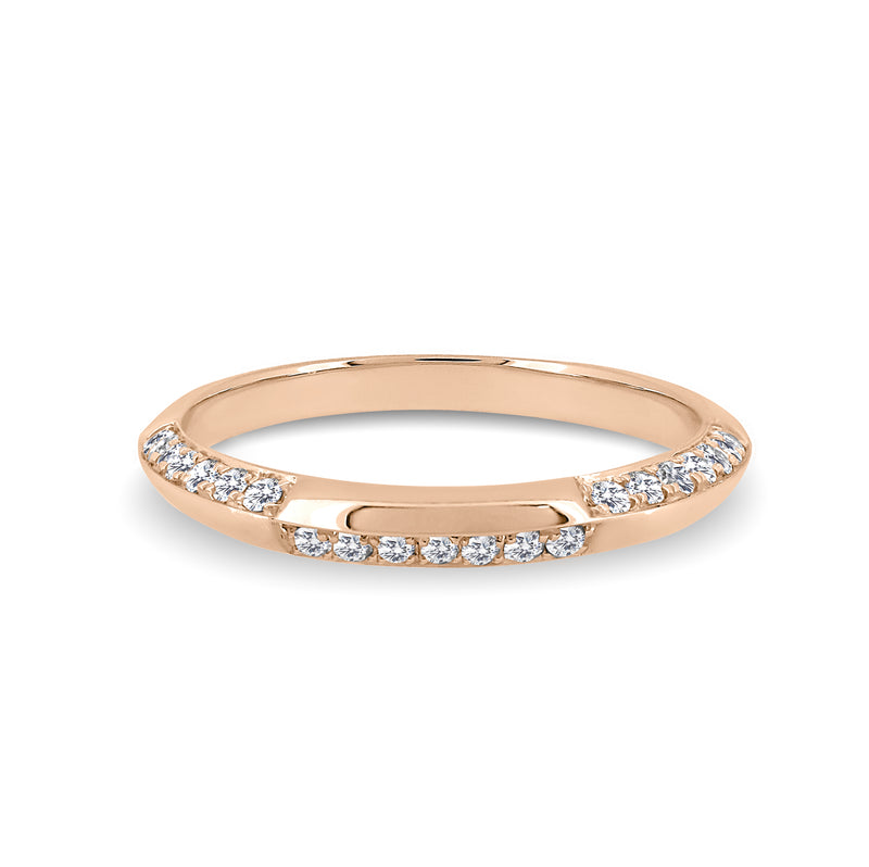Ring Band with Edged Sides handcrafted in 18K rose gold with ethically-sourced round brilliant diamonds