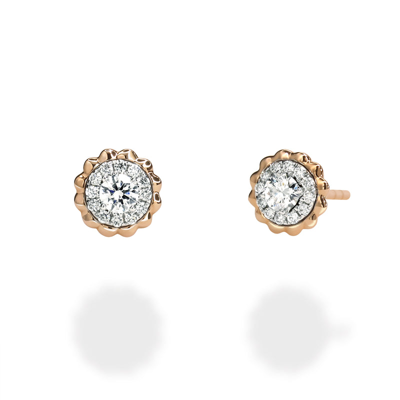 18K rose gold earrings with ethically-sourced round brilliant diamond studs
