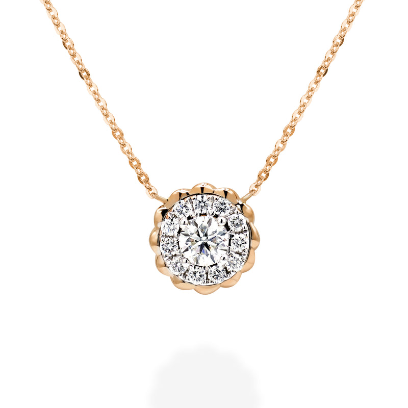 18K rose gold necklace with ethically-sourced round brilliant diamond pendant